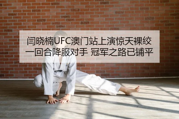 闫晓楠UFC澳门站上演惊天裸绞 一回合降服对手 冠军之路已铺平